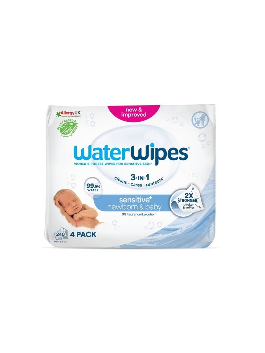 Waterwipes βιοδιασπώμενα μωρομάντηλα 240τμχ (4×60) ib/440016 - WaterWipes