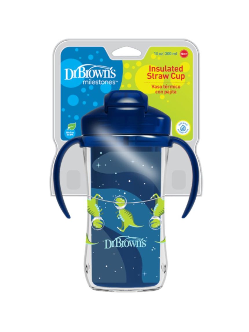 Dr. brown's παγούρι-θερμός με καλαμάκι 300ml 12m+ μπλε 112.70.1hc.337 - Dr Browns
