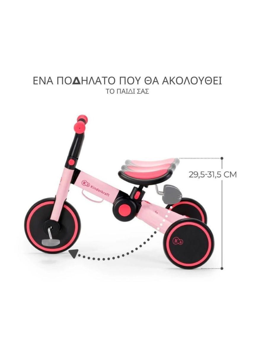 Kinderkraft πτυσόμενο τρίκυκλο ποδήλατο 4trike candy pink kr4tri00pnk0000 - Kinderkraft