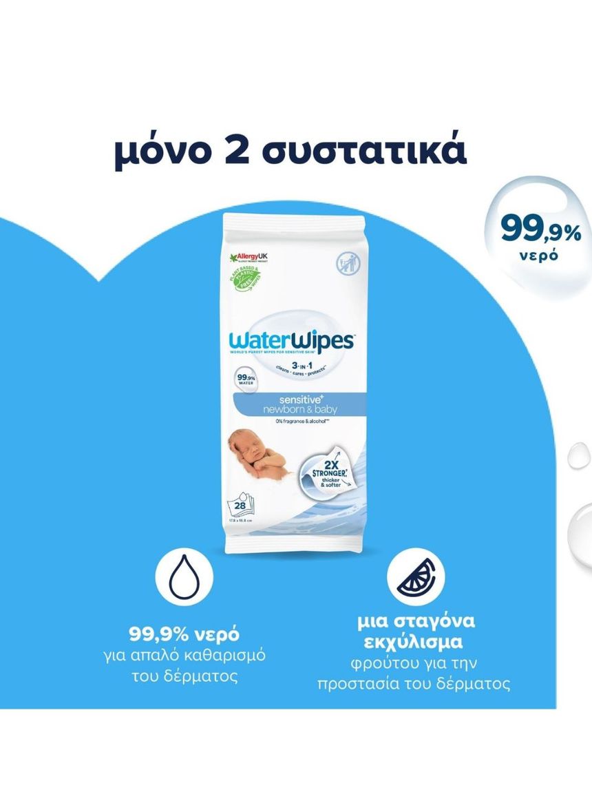 Waterwipes βιοδιασπώμενα μωρομάντηλα 28τμχ ib/420042 - WaterWipes