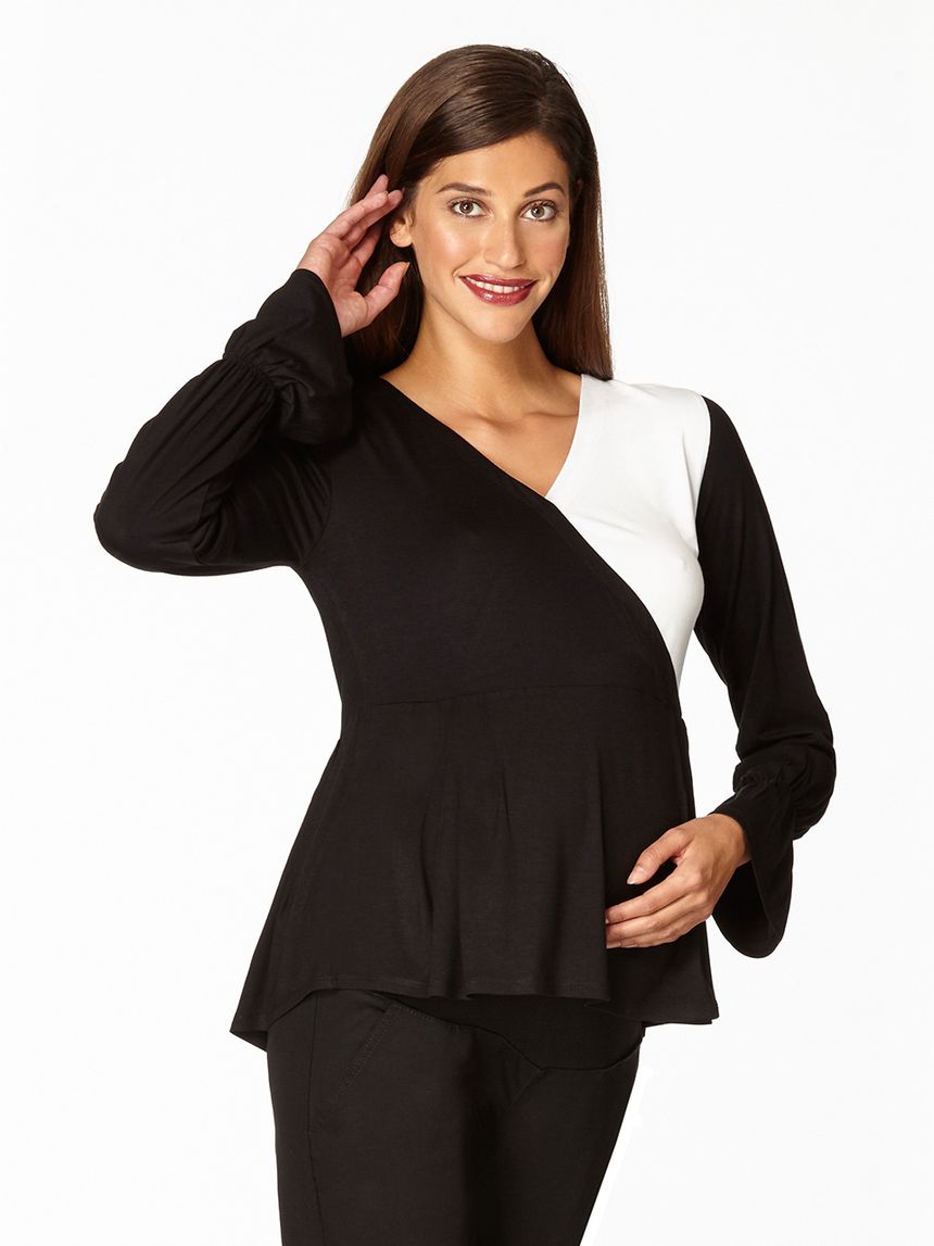 γυναικεία μπλούζα θηλασμού δίχρωμη - Prénatal