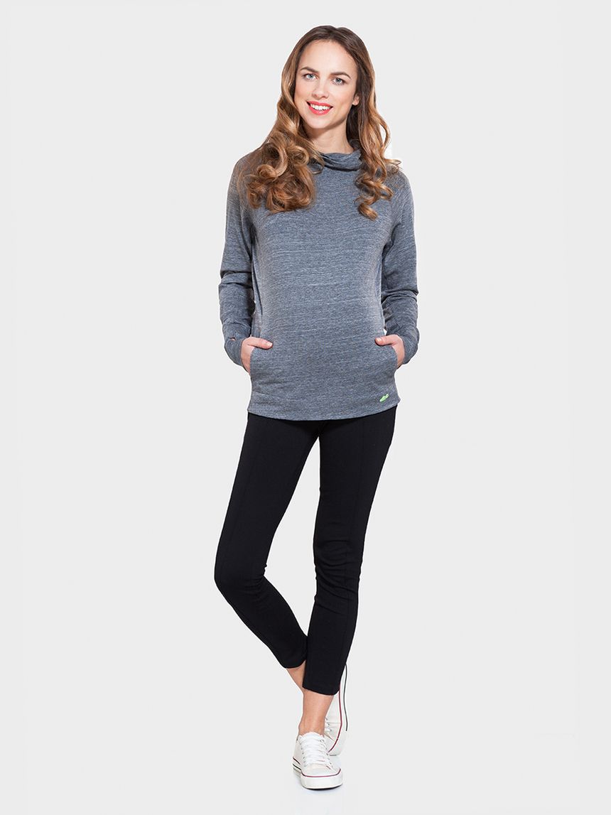 γυναικεία μπλούζα γκρι με κουκούλα - Prénatal