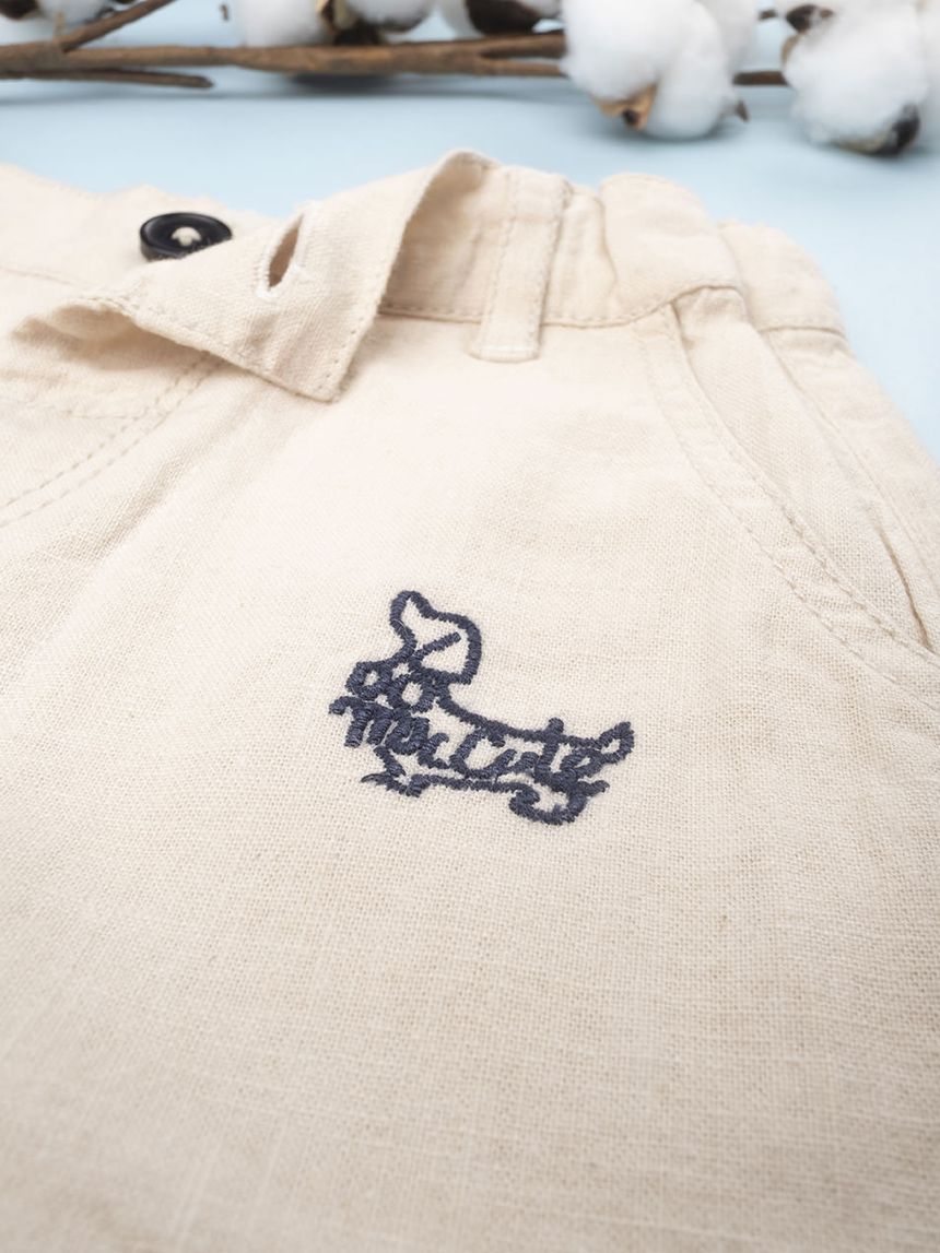 βρεφικό παντελόνι λινό μπεζ για αγόρι - Prénatal