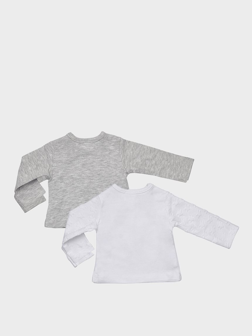 μπλουζάκια x2 λευκό-γκρι unisex - Prénatal