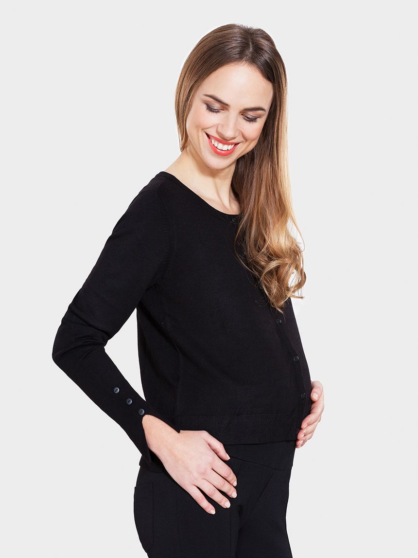 γυναικεία ζακέτα με κουμπιά μαύρη - Prénatal