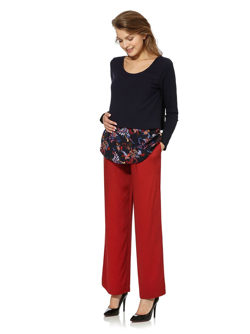 γυναικείο παντελόνι φαρδύ μπορντό - Prénatal