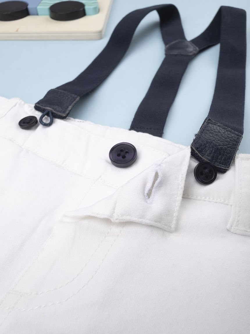 βρεφικό σορτσάκι twill λευκό με τιράντες για αγόρι - Prénatal