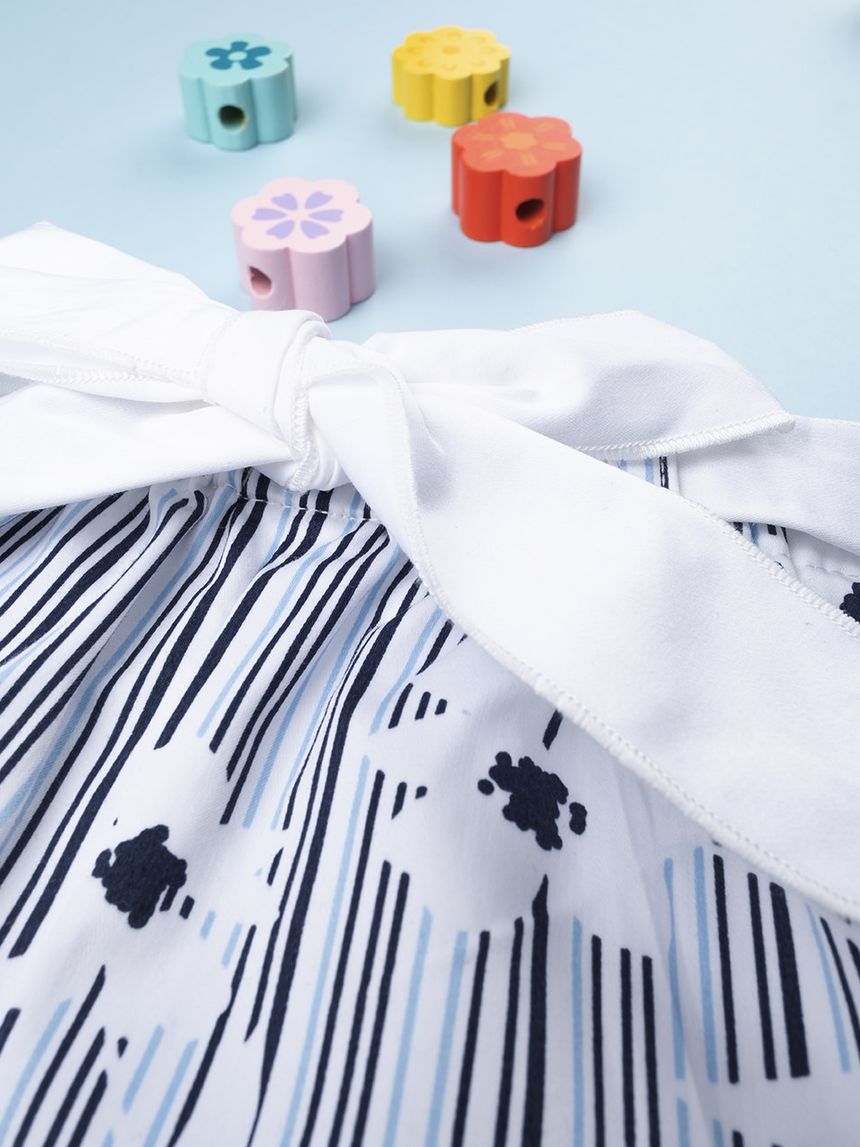 βρεφικό σορτσάκι λευκό ριγέ με λουλούδια  για κορίτσι - Prénatal