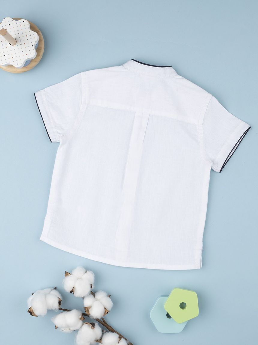 βρεφικό πουκάμισο λινό λευκό για αγόρι - Prénatal