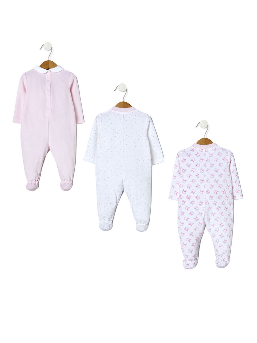 φορμάκια μακρυμάνικα σενίλ πακέτο χ3 ροζ για κορίτσι - Prénatal