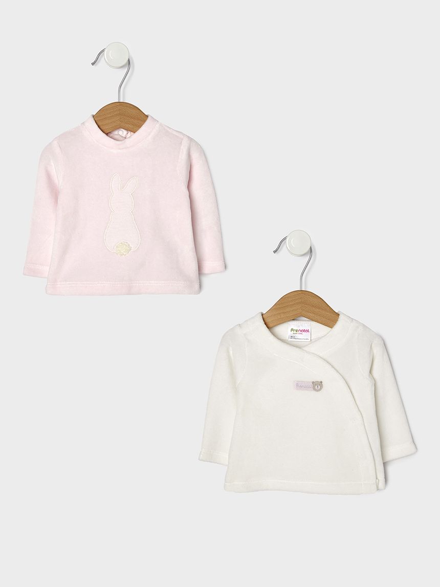 μπλούζα μακρυμάνικη σενίλ πακέτο χ2 για κορίτσι - Prénatal