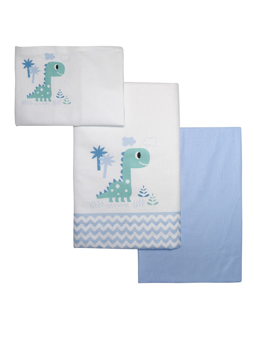 Prenatal σετ σεντόνια για κρεβάτι 3 τεμ. σχέδιο δεινόσαυρος - 65 x 135 cm - Prénatal