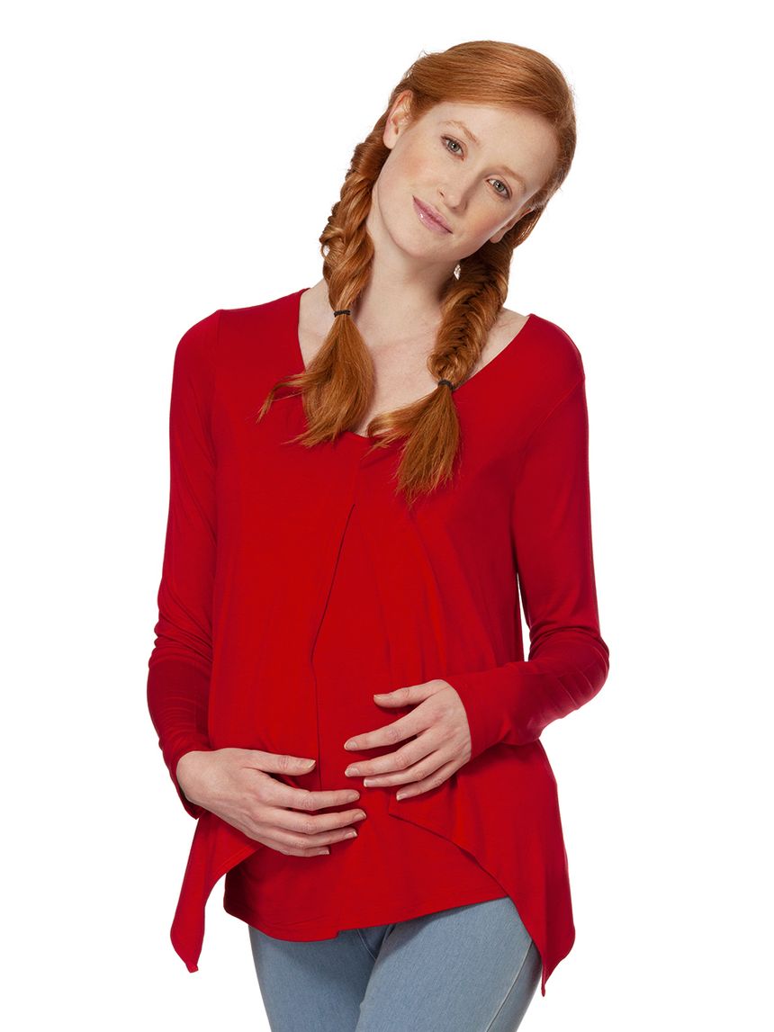 γυναικεία μπλούζα θηλασμού κόκκινη - Prénatal
