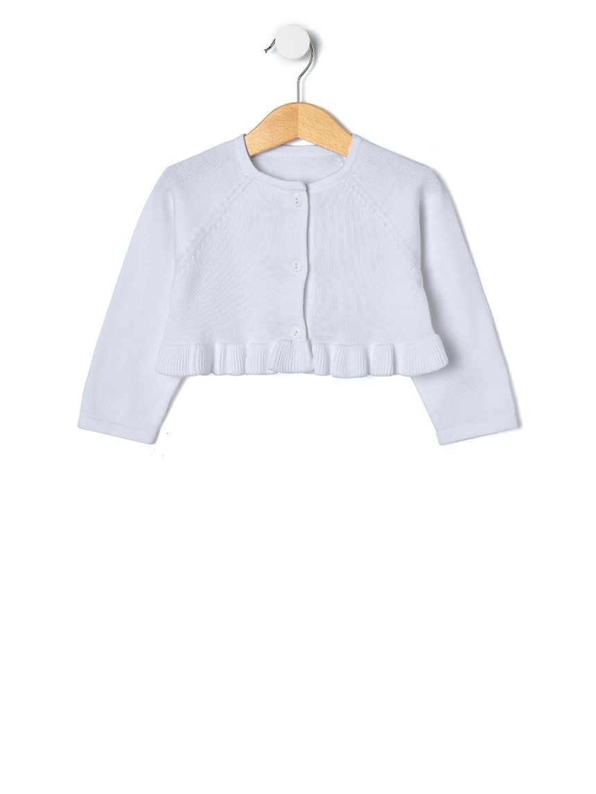 βρεφικό πλεκτό ζακετάκι - μπολερό λευκό για κορίτσι - Prénatal