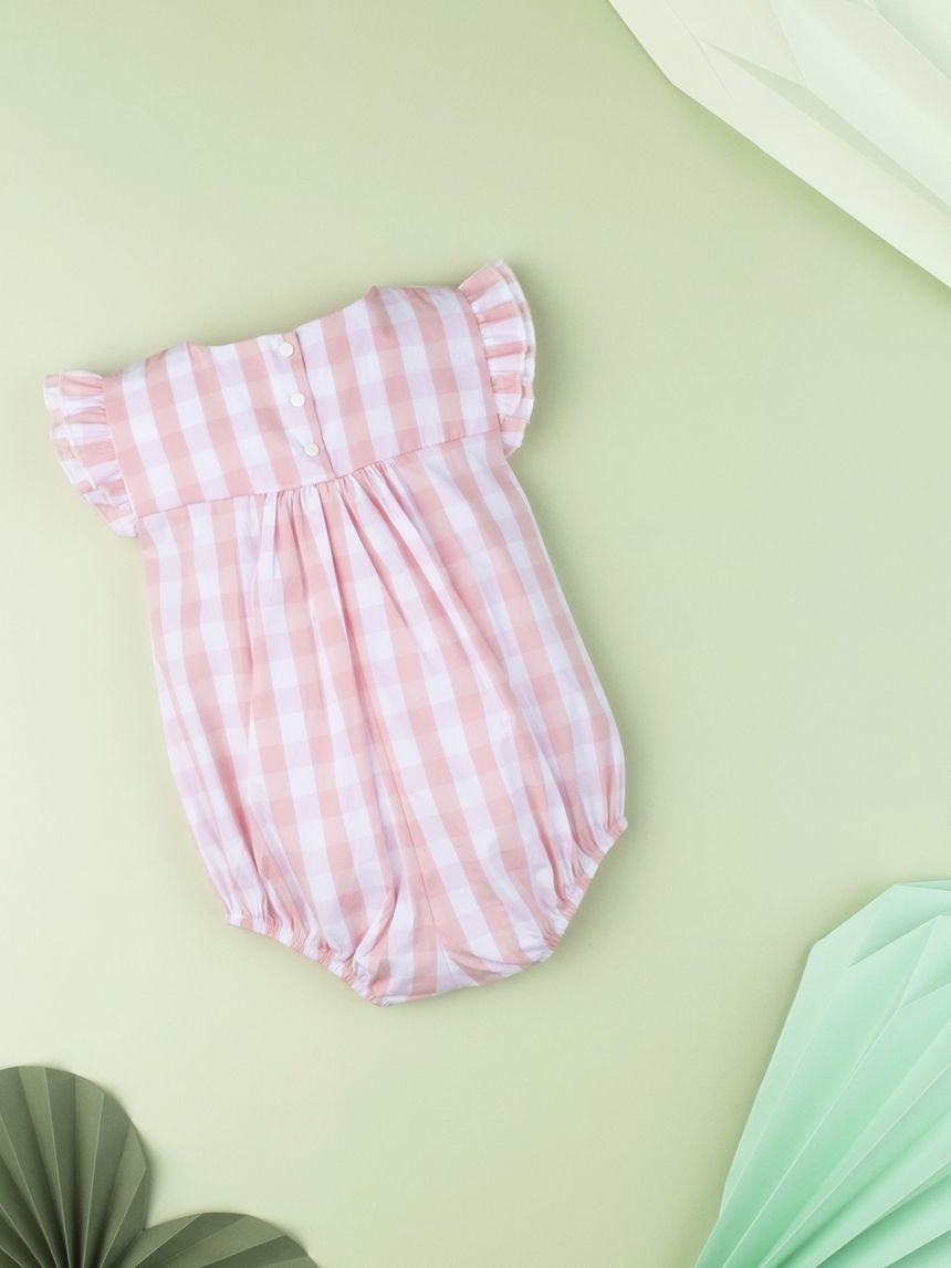 φορμάκι κοντό vichy καρό λευκό - ροζ για κορίτσι - Prénatal