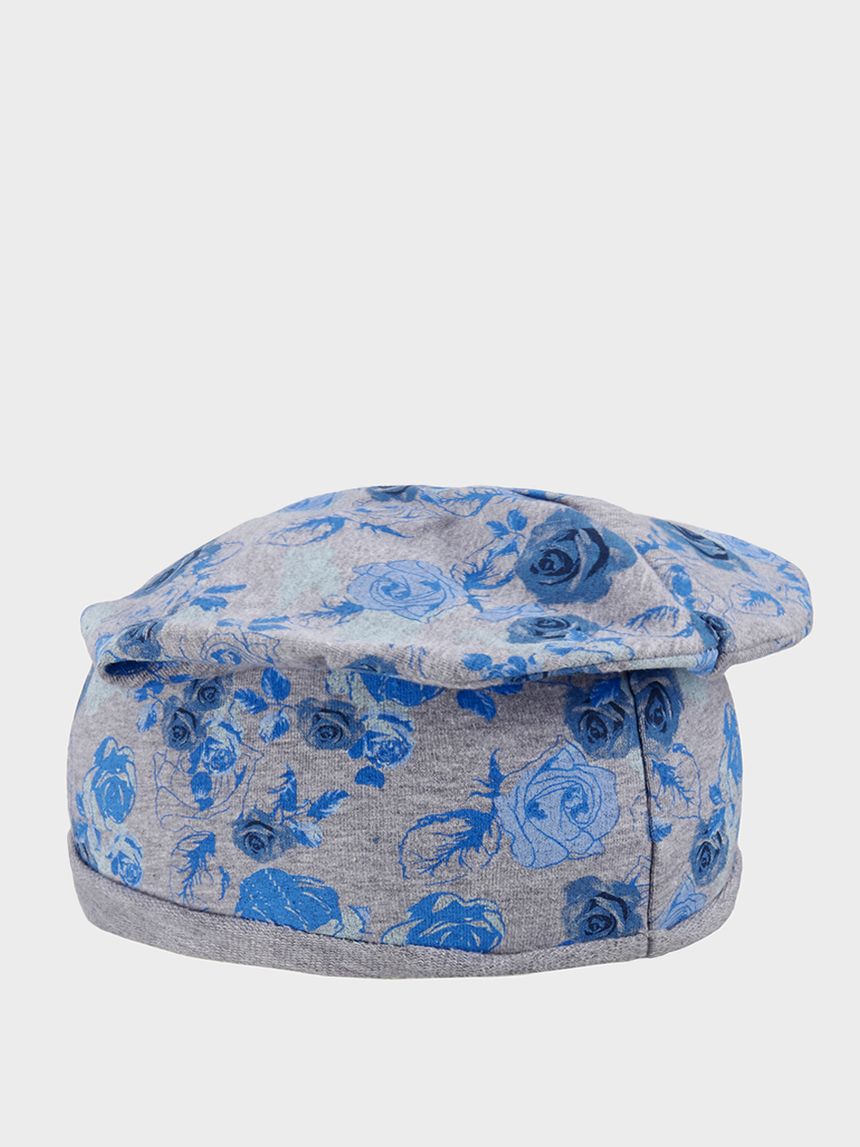 σκουφί φούτερ γκρι με γαλάζια τριαντάφυλλα για κορίτσι - Prénatal