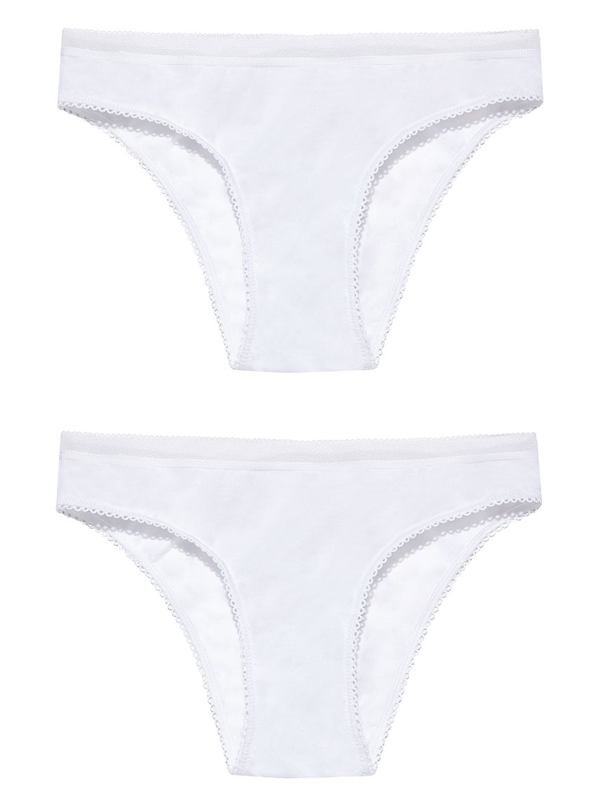 γυναικείο σλιπ με χαμηλή μέση βαμβάκι-λίκρα πακέτο χ2 λευκό - Prénatal
