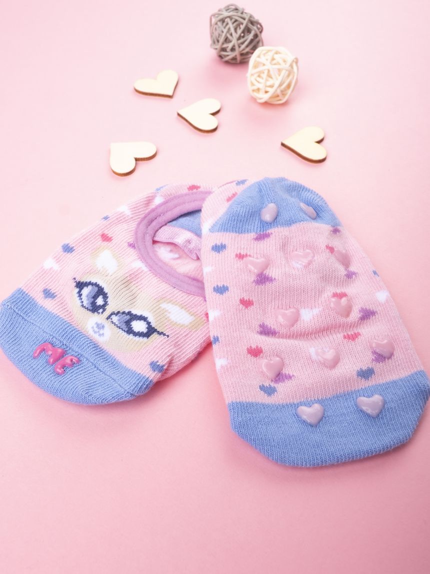 βρεφικά καλτσάκια αντιολισθητικά με καρδούλες για κορίτσι - Prénatal