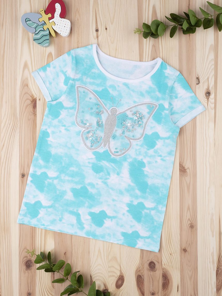 παιδικό t-shirt tie&dye γαλάζιο για κορίτσι - Prénatal