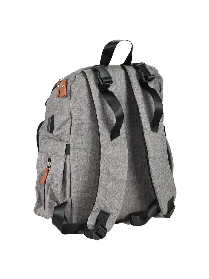 Bebe stars τσάντα πλάτης – αλλαξιέρα με usb grey - Bebe Stars