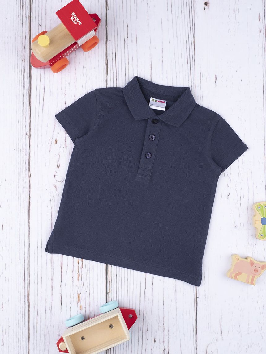 T-shirt πόλο πικέ μπλε σκούρο για αγόρι - Prénatal