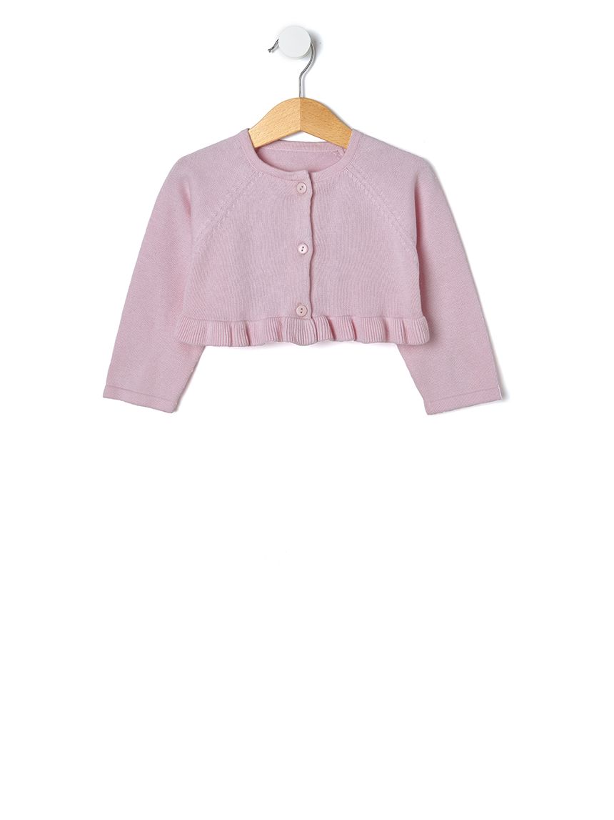 βρεφικό πλεκτό ζακετάκι - μπολερό ροζ για κορίτσι - Prénatal