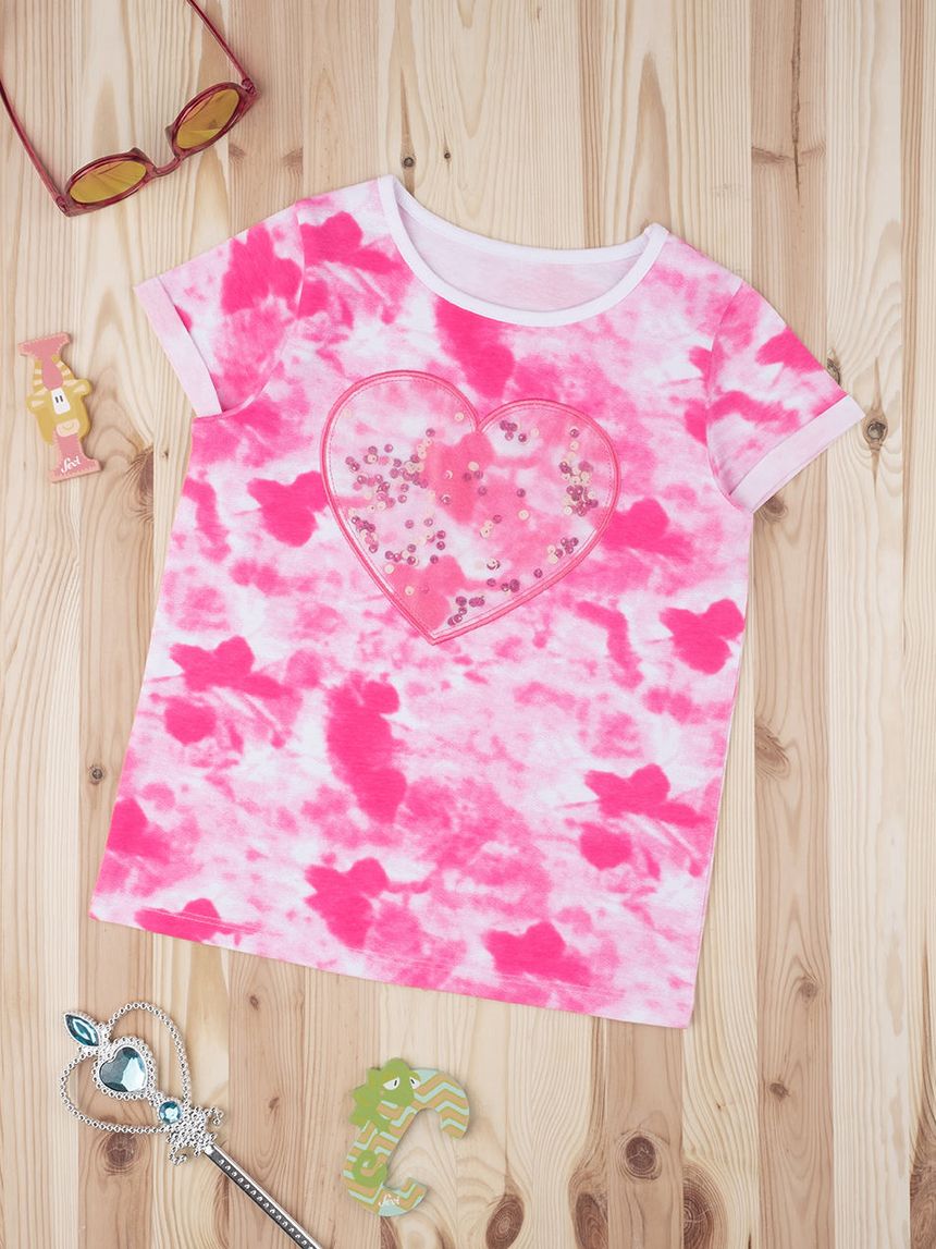 παιδικό t-shirt tie&dye φούξια για κορίτσι - Prénatal