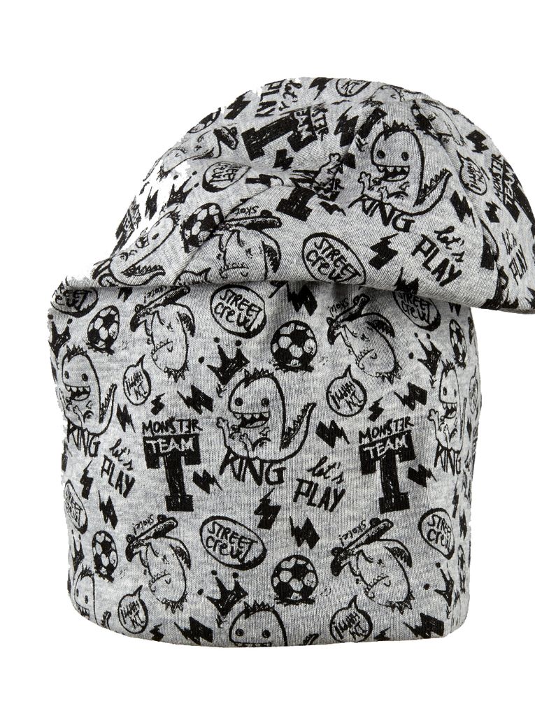 σκουφί γκρι εμπριμέ με τέρατα για αγόρι - Prénatal