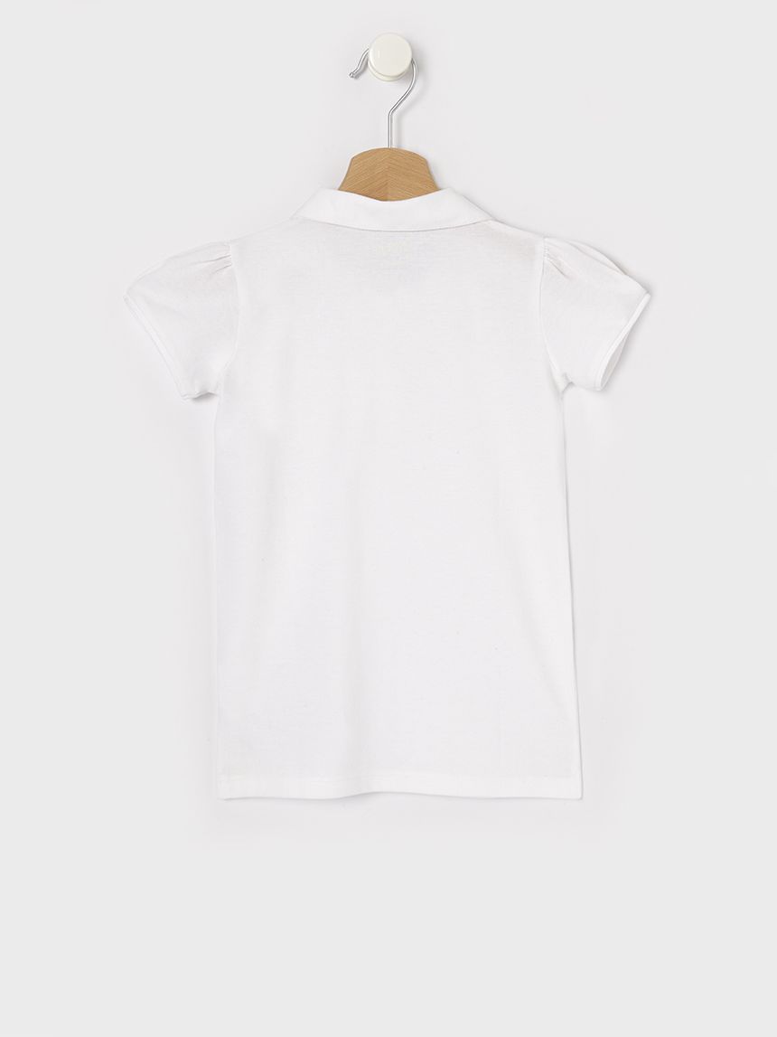 Mπλουζάκι πόλο λευκό μεγ.8-9/9-10 ετών για κορίτσι - Prénatal