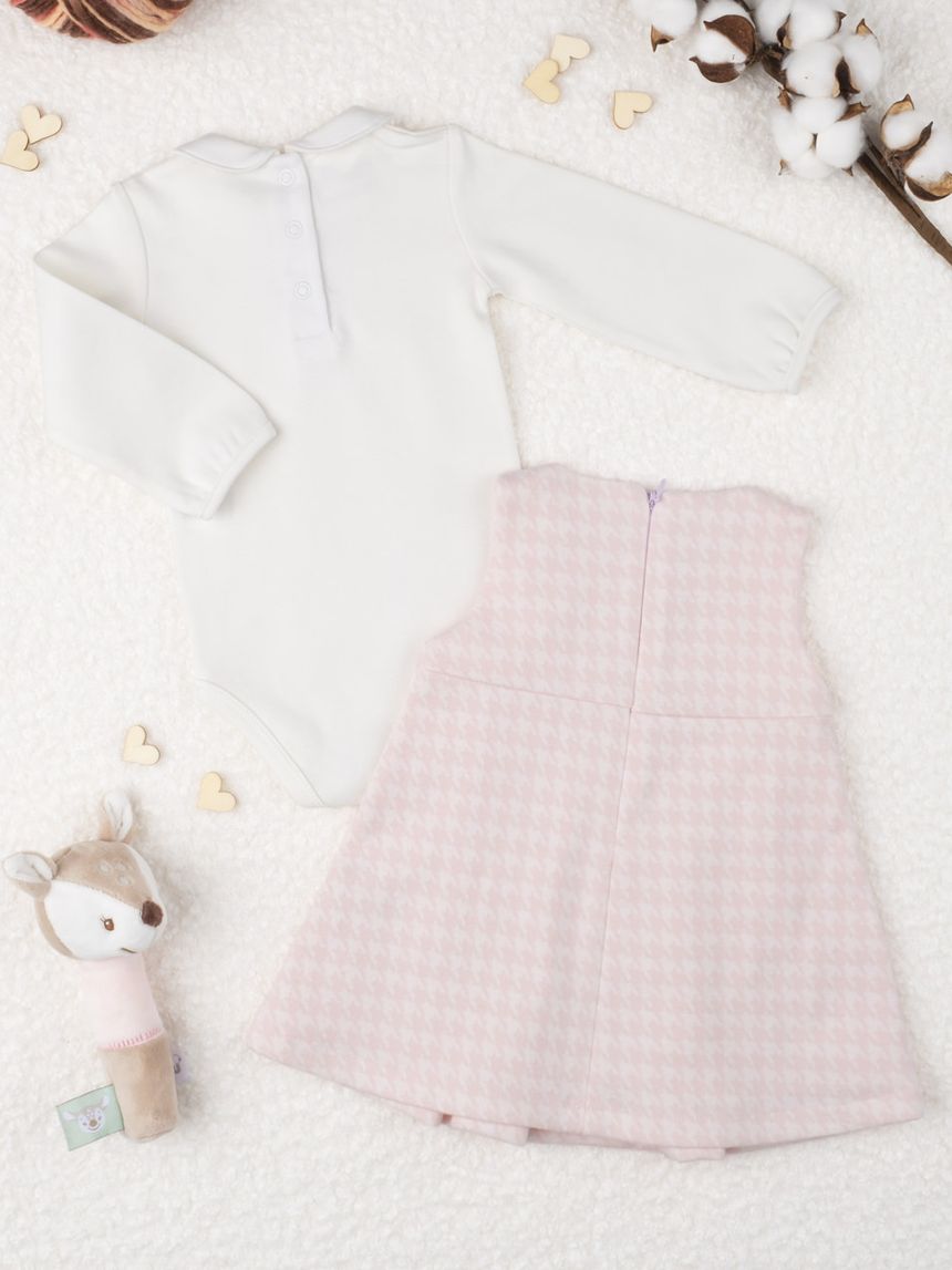 σετ κορμάκι και φόρεμα βαμβακερά ροζ για κορίτσι - Prénatal