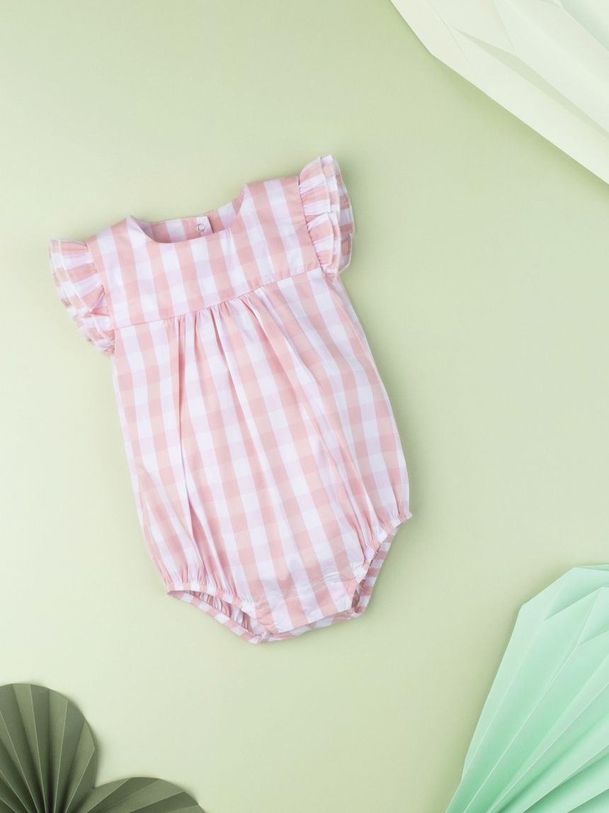 φορμάκι κοντό vichy καρό λευκό - ροζ για κορίτσι - Prénatal