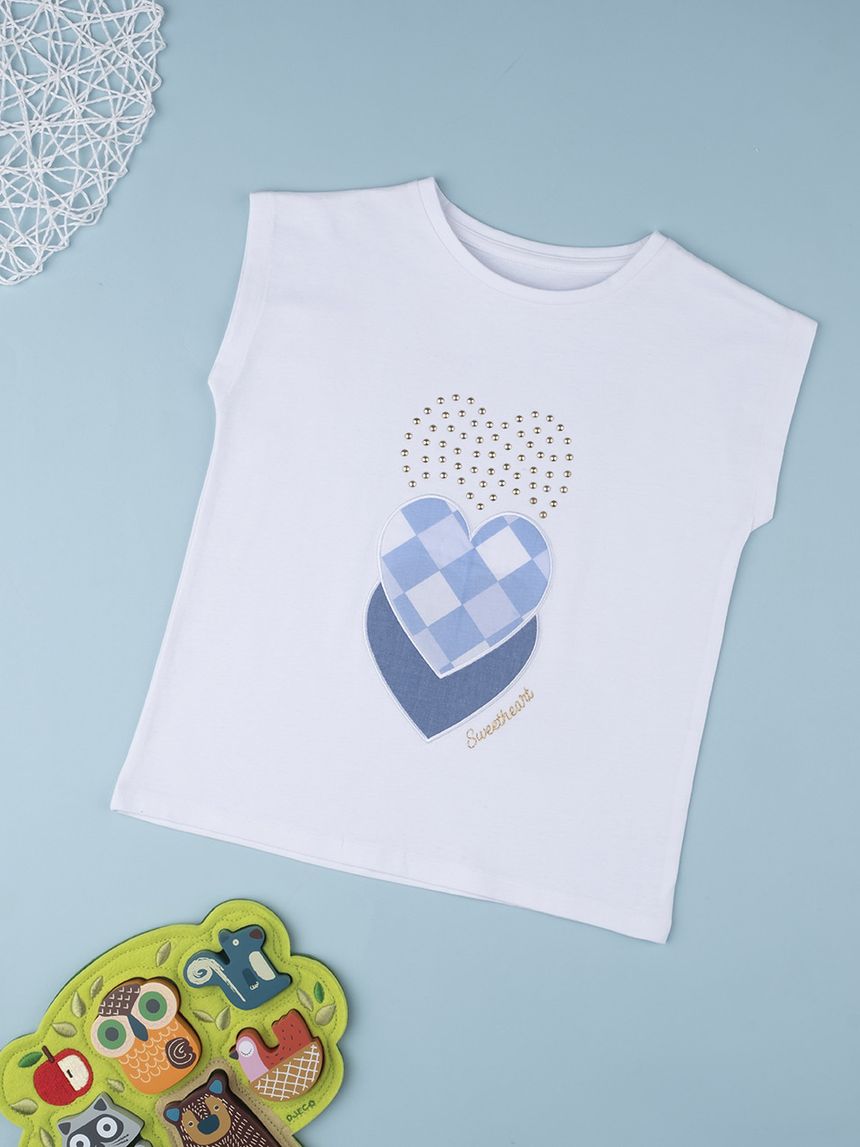 παιδικό t-shirt λευκό με καρδιές για κορίτσι - Prénatal
