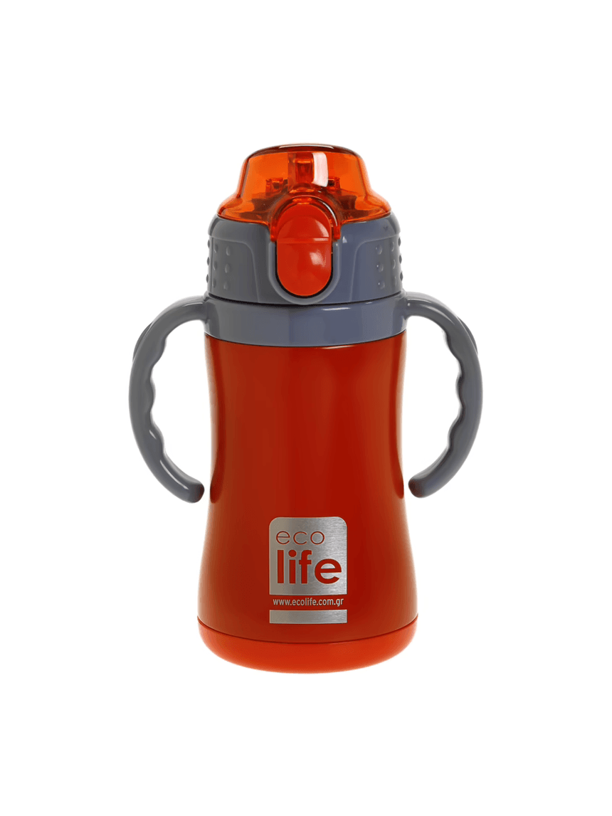 Ecolife ανοξείδωτο παγούρι με καλαμάκι kids thermos 300ml red 33-bo-2999 - Ecolife