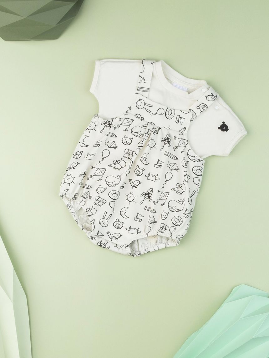 σετ t-shirt λευκό και σαλοπέτα με στάμπα για αγόρι - Prénatal