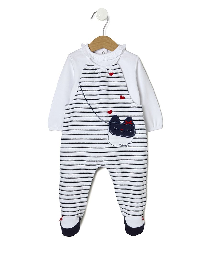 σετμπλούζα και σαλοπέτα ριγέ μπλε για κορίτσι - Prénatal