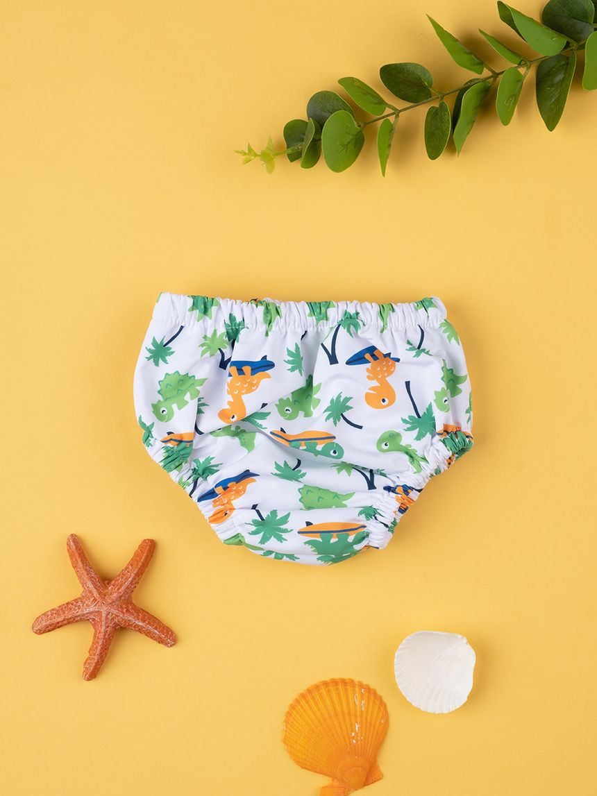 βρεφικό μαγιό πάνα λευκό με δεινόσαυρους για αγόρι - Prénatal