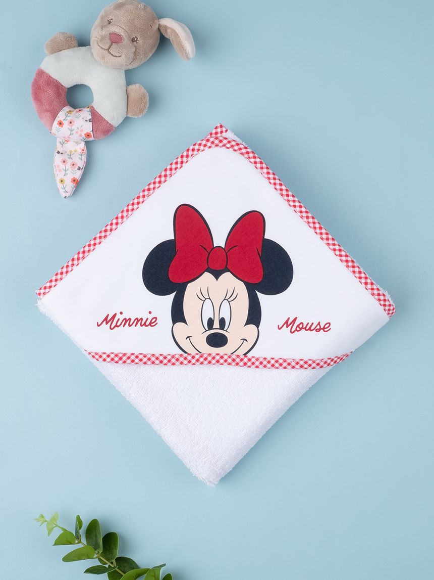βρεφική μπουρνοζοπετσέτα άσπρη με τη minnie για κορίτσι - Prénatal