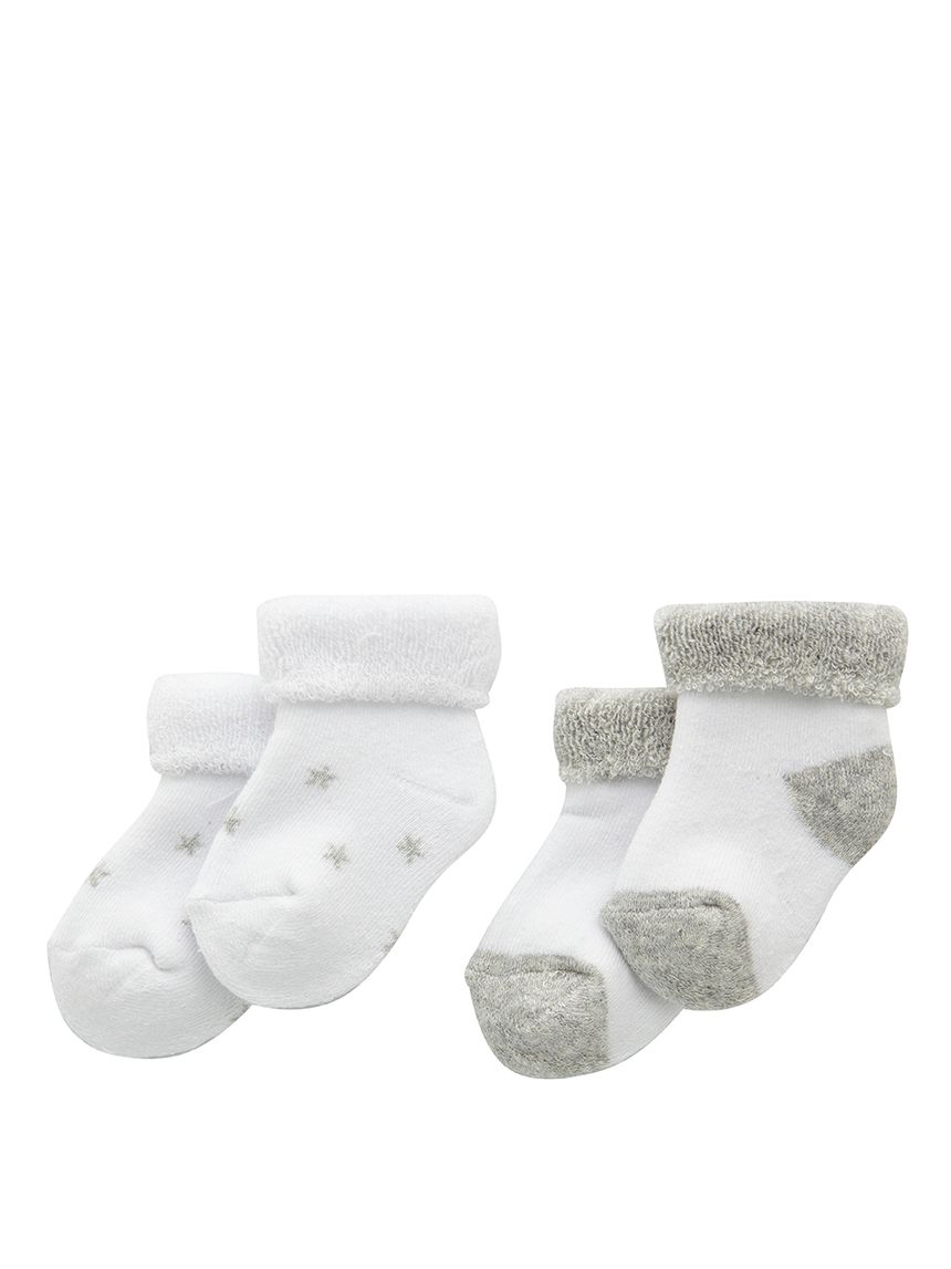 καλτσάκια πετσετέ πακέτο x2 ζευγάρια γκρι unisex - Prénatal