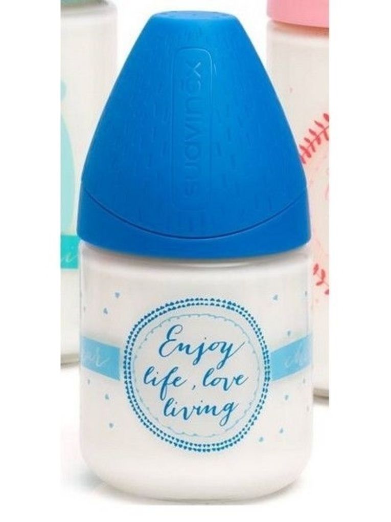 Suavinex γυάλινο μπιμπερό ανατομική θηλή σιλικόνης s enjoy 120 ml - Suavinex