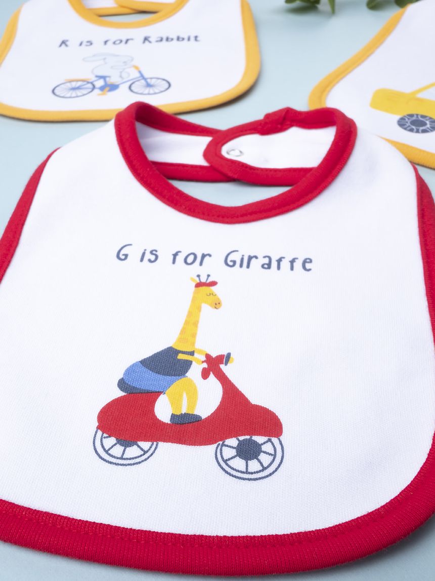 βρεφικές σαλιάρες με οχήματα πακέτο x5 τμχ για αγόρι - Prénatal