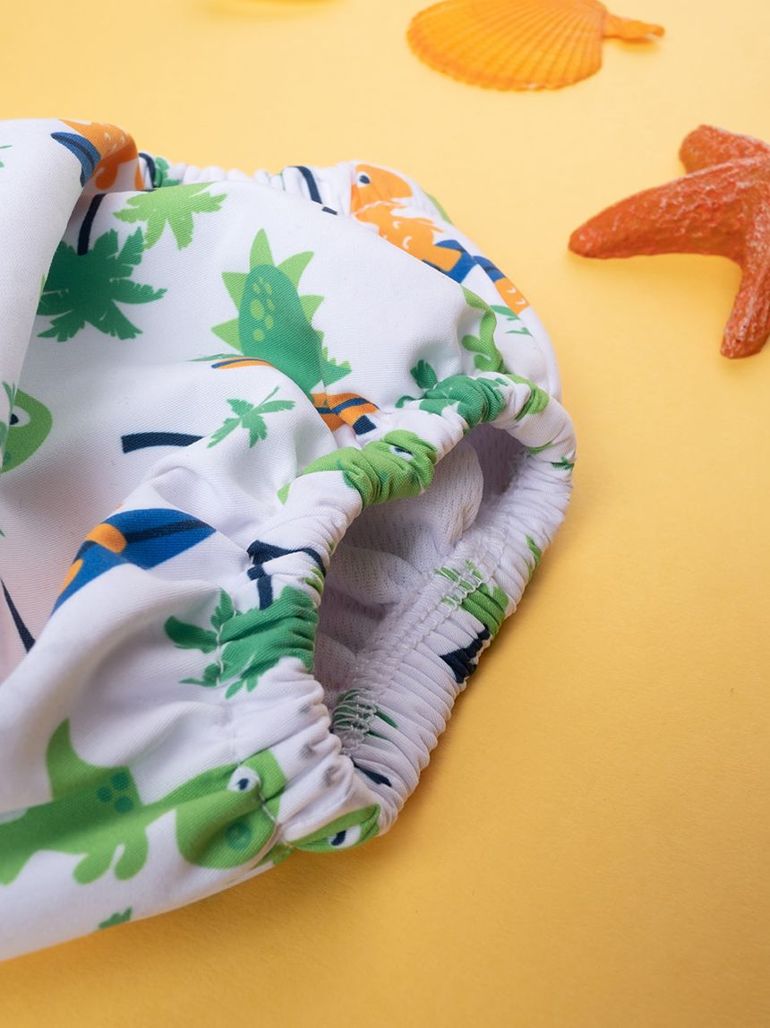 βρεφικό μαγιό πάνα λευκό με δεινόσαυρους για αγόρι - Prénatal