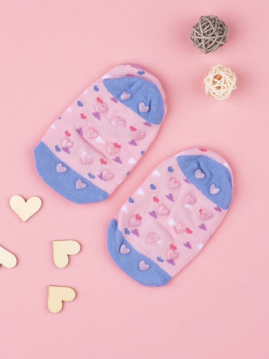 βρεφικά καλτσάκια αντιολισθητικά με καρδούλες για κορίτσι - Prénatal