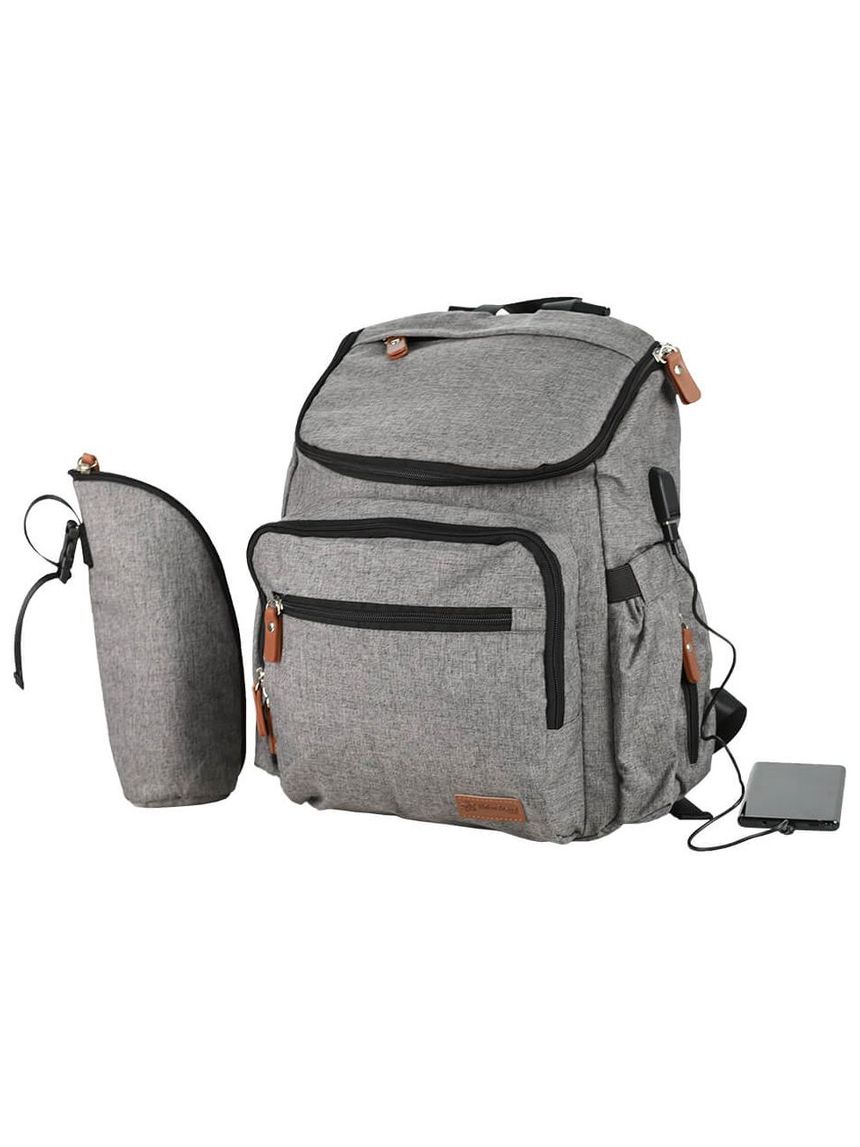 Bebe stars τσάντα πλάτης – αλλαξιέρα με usb grey - Bebe Stars