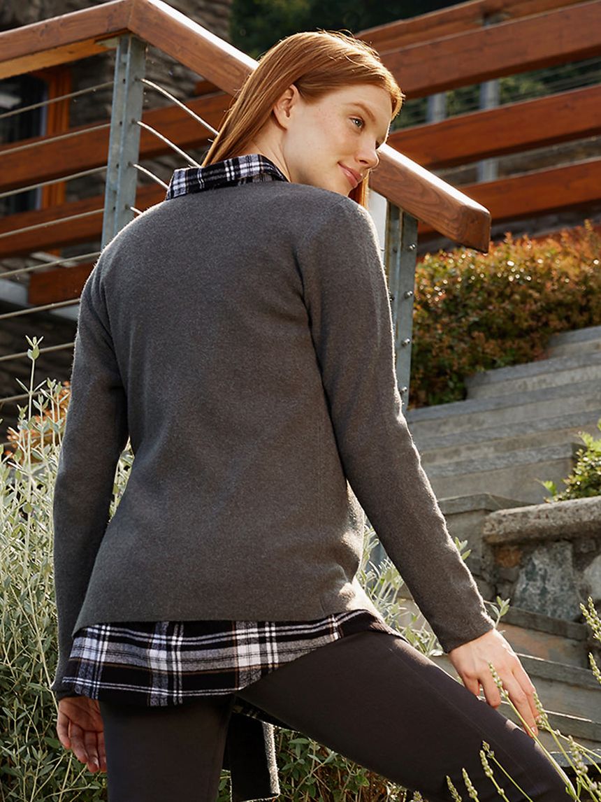 γυναικεία ζακέτα πλεκτή γκρι κρουαζέ - Prénatal