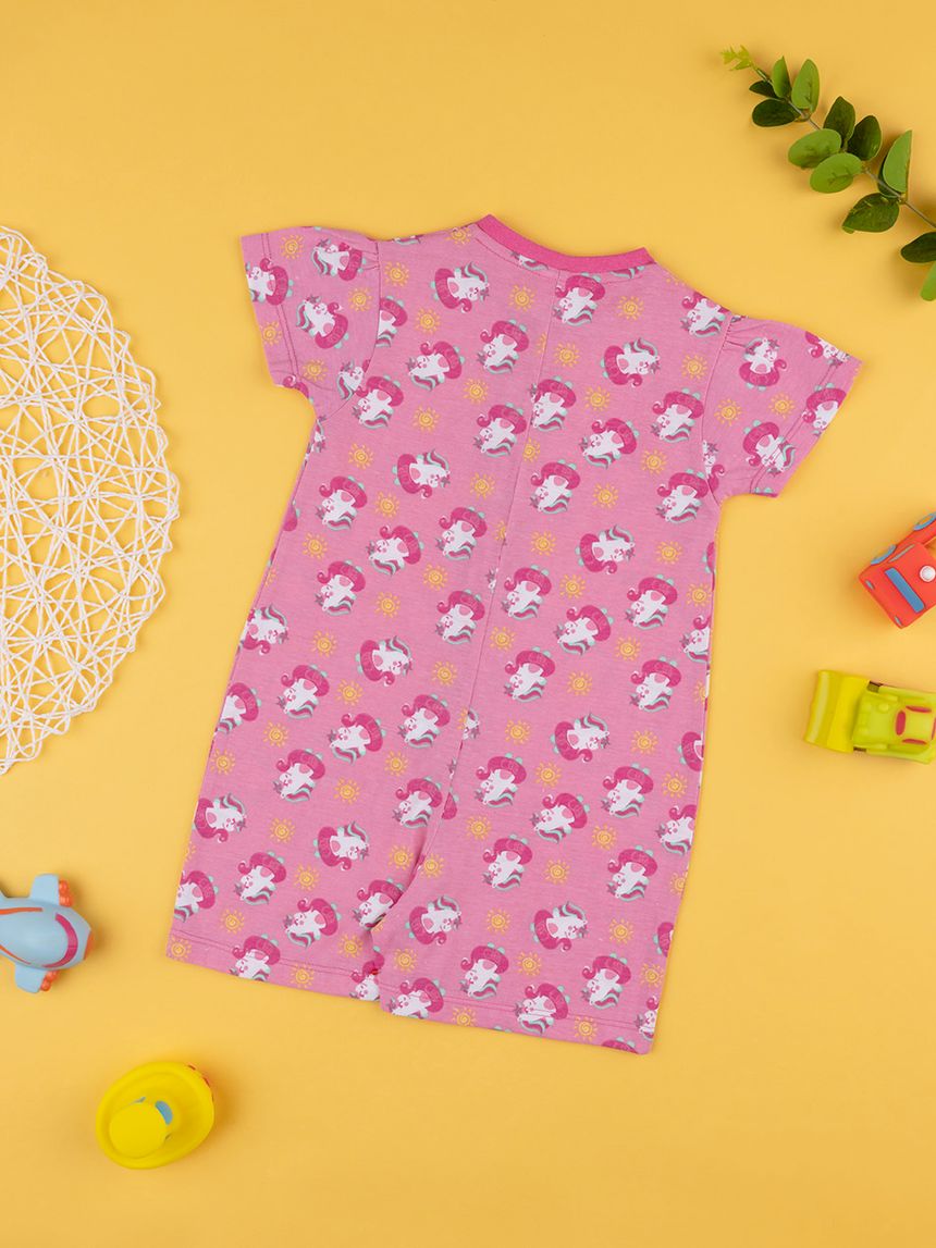 βρεφική ολόσωμη πιτζάμα ροζ με μονόκερους για κορίτσι - Prénatal
