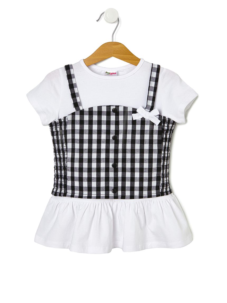 σετ t-shirt και τοπ vichy για κορίτσι 667003 - Prénatal