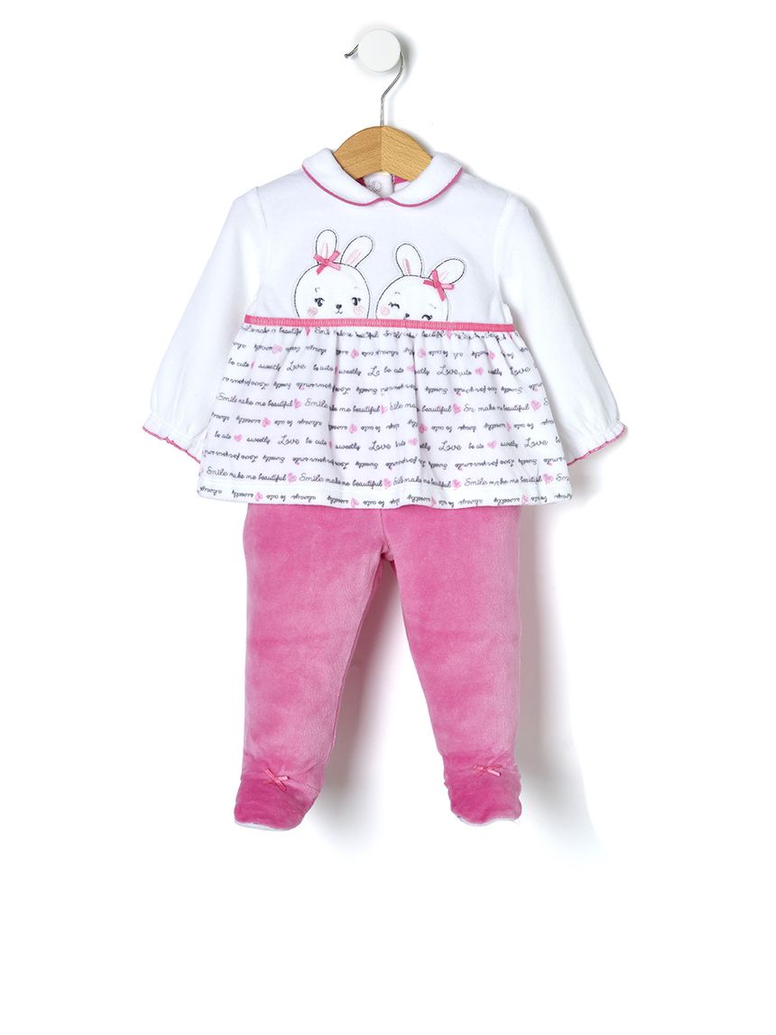 σετ μπλούζα και γκέτα σενίλ με κουνελάκια για κορίτσι 641966 - Prénatal