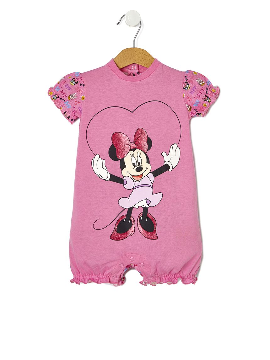 πιτζάμα ολόσωμη jersey ροζ με στάμπα minnie για κορίτσι - Prénatal