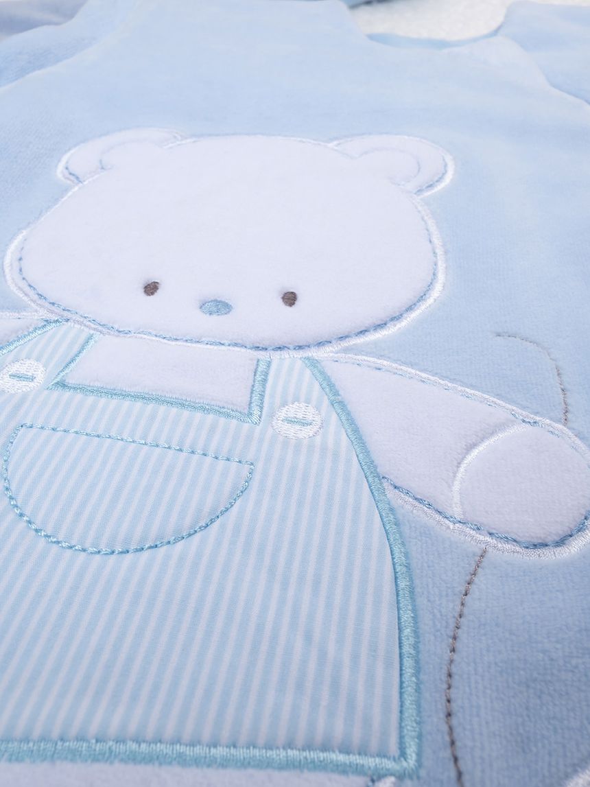 βρεφικός υπνόσακος σενίλ χειμερινός γαλάζιος με αρκουδάκι 3.5 tog για αγόρι - Prénatal