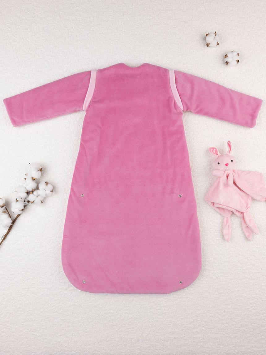 βρεφικός υπνόσακος σενίλ χειμερινός ροζ με γατάκι 3.5 tog για κορίτσι - Prénatal